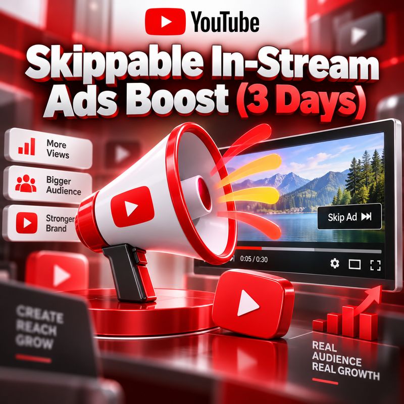Skippable In-Stream Ads — $10 Boost (3 Days)
