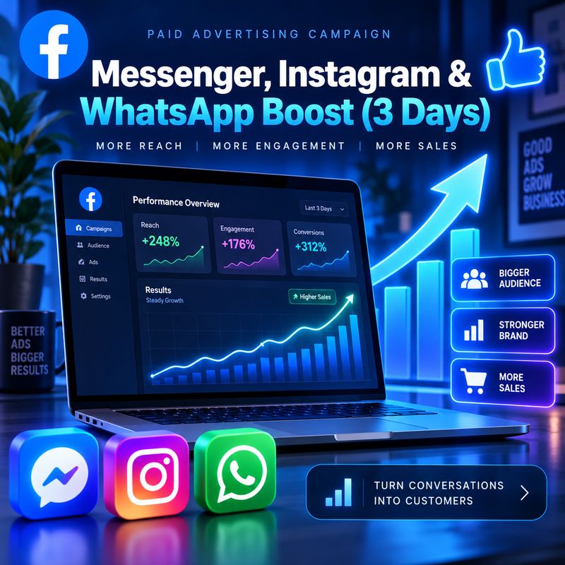Messenger, Instagram & WhatsApp — $10 Boost (3 Days)